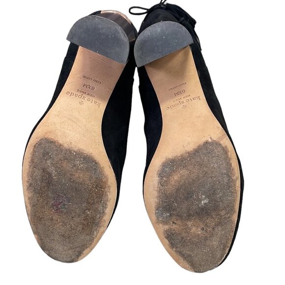 Kate Spade Shoe Over the Knee Heeled Boot Black Suede Leather 6 1/2 Medium M - Picture 11 of 16